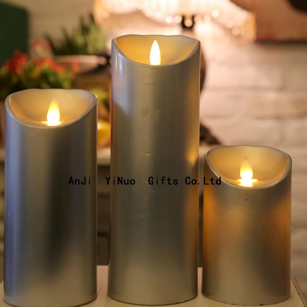 3pc set flameless real wax dripping remote control led candles