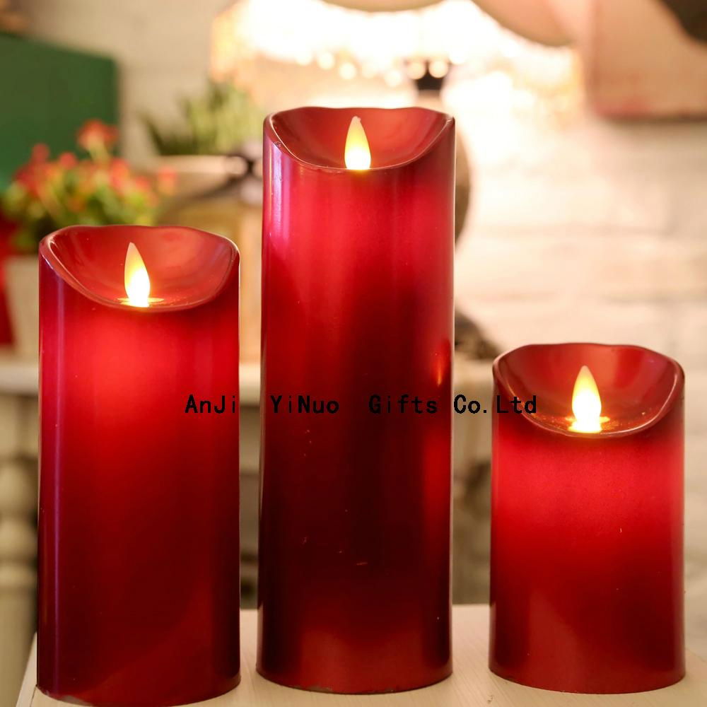 3pc set flameless real wax dripping remote control led candles 3
