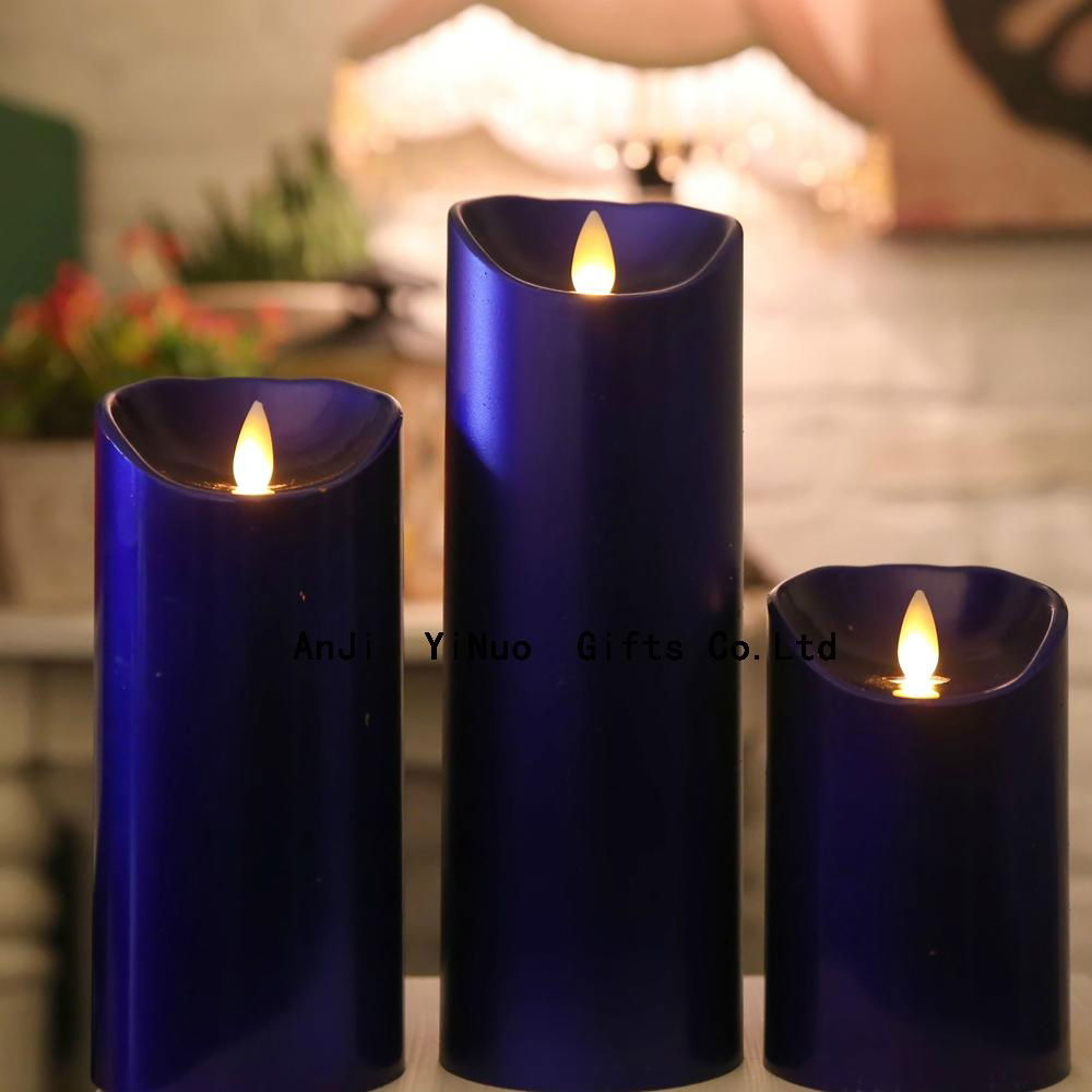 3pc set flameless real wax dripping remote control led candles 4