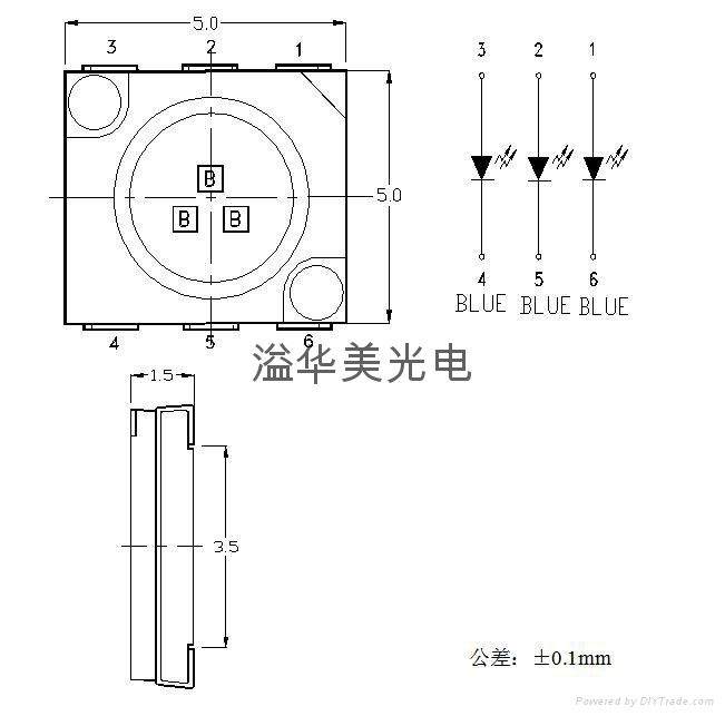 5050黃光三芯LED燈珠 4