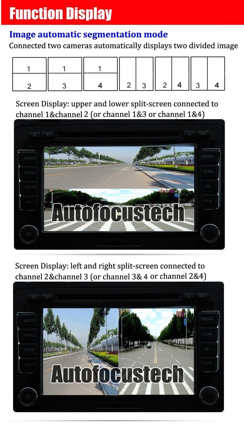 Full Parking View Front/Rear/Right/Left Cameras Image Quad Ways Video Monitoring 5