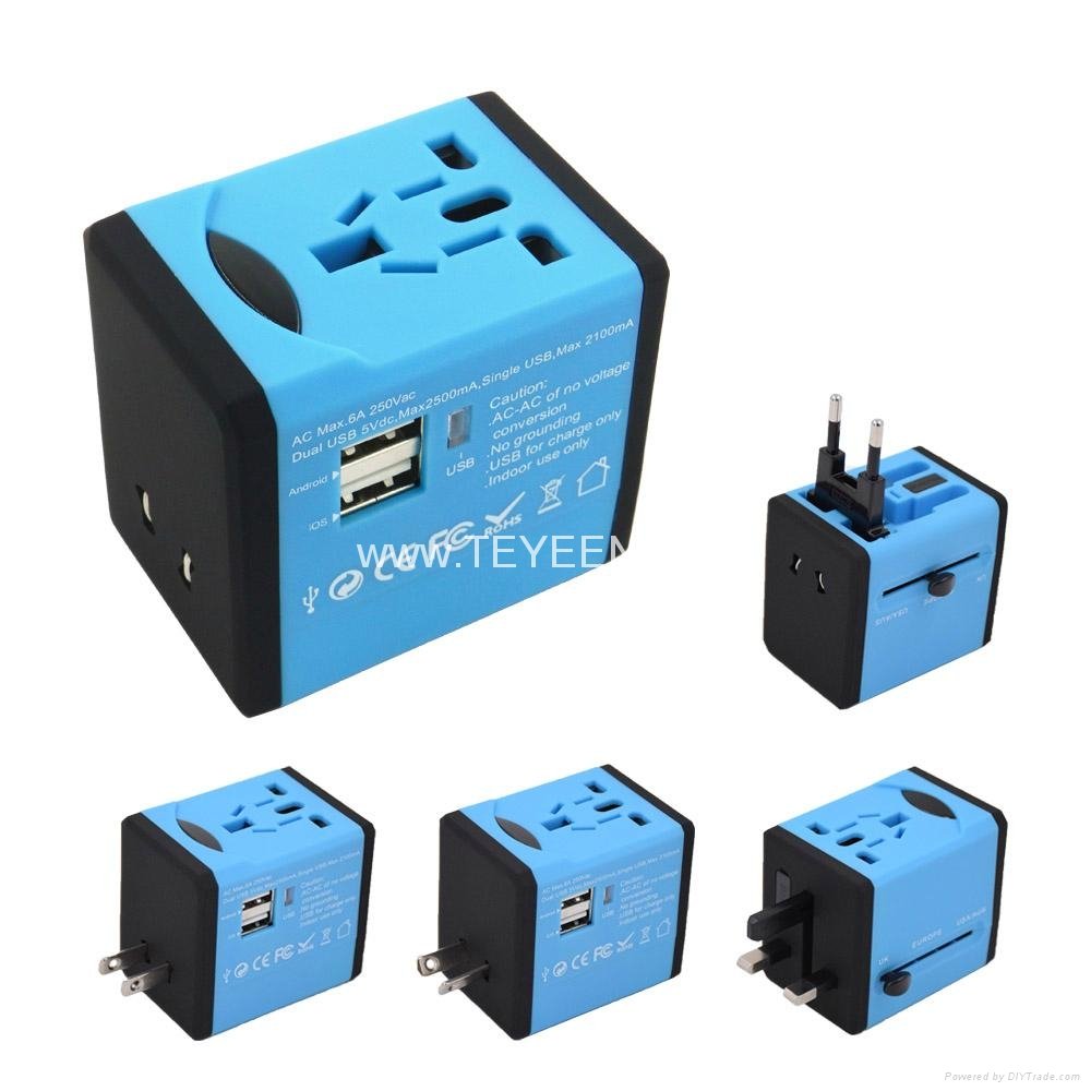 Travel Adapter with Dual USB Charger (DY-006A) 2