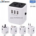 Worldwide travel adapter with 3 USB