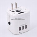 Worldwide travel adapter with 3 USB output 4500mA 4