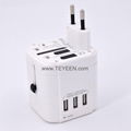 Worldwide travel adapter with 3 USB output 4500mA 5