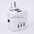 Worldwide travel adapter with 3 USB output 4500mA 6