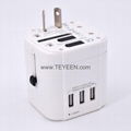 Worldwide travel adapter with 3 USB output 4500mA