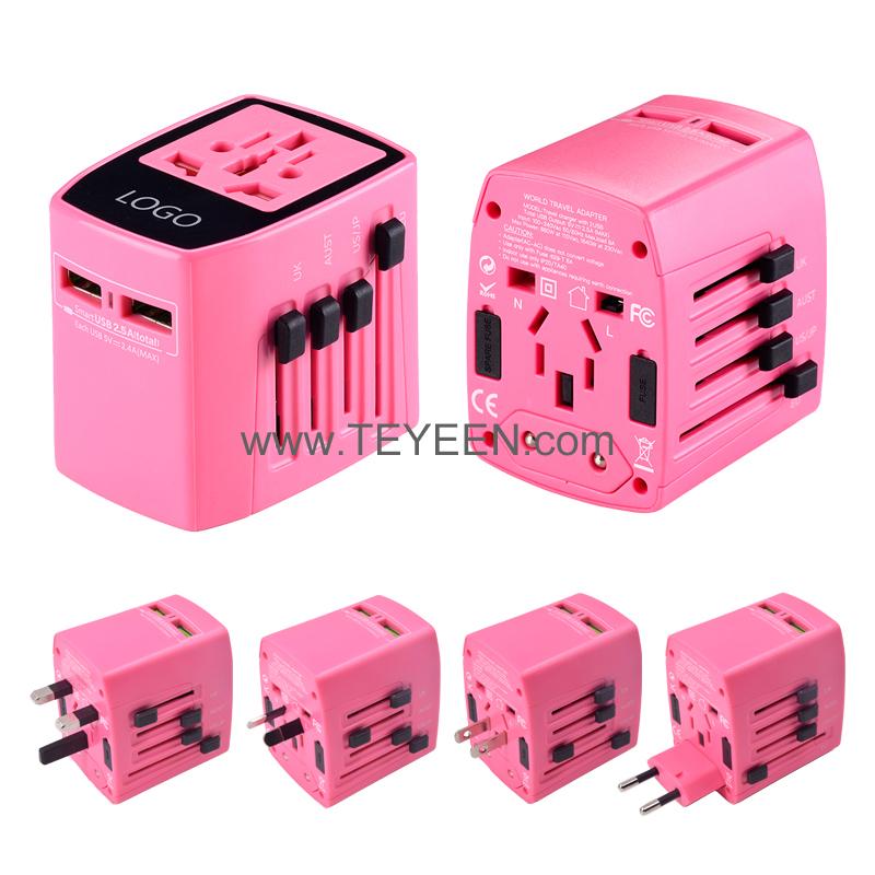 2 USB  Travel adapter with LED logo 4