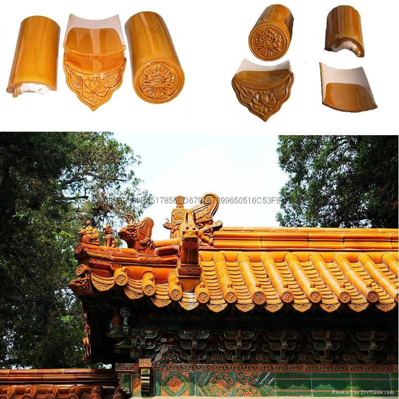 Yellow Chinese glazed roof tiles for temple 3