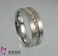 Steel with silver inlay ring