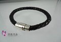 stainless steel bracelet with leather 1