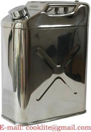 20 Litre Stainless Steel Jerry Can Vertical Utility Jug 5 Gallon Oil Fuel Can with Fill Nozzle/Cap