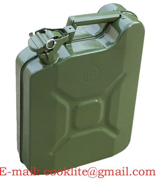 Steel petrol tank army green 10 LT