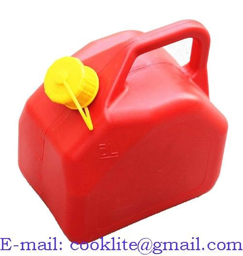 Benzinecan 5 liter HDPE jerrycan met dop en schenktuit