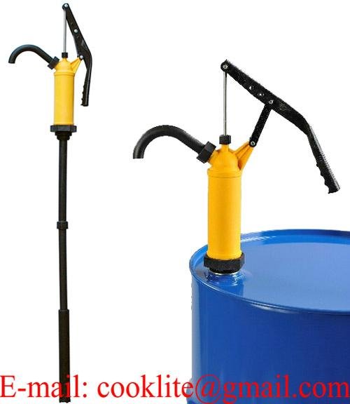 P490S Chemical resistant plastic Lever drum pump with stainless steel piston rod / polypropylene body / viton seal