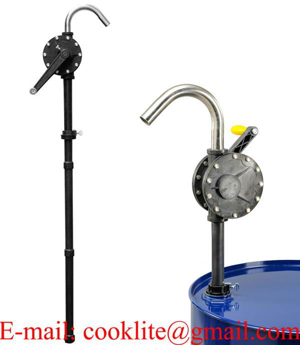 Rotační sudové čerpadlo pumpa na chemikálie / Ruční klikové rotační čerpadlo na kyseliny a louhy