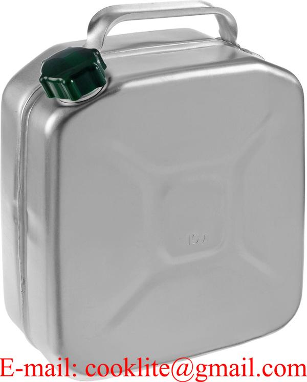 Aluminium jerrycan/benzinekan 10 liter met schroefdop voor opslag en vervoer van brandstof