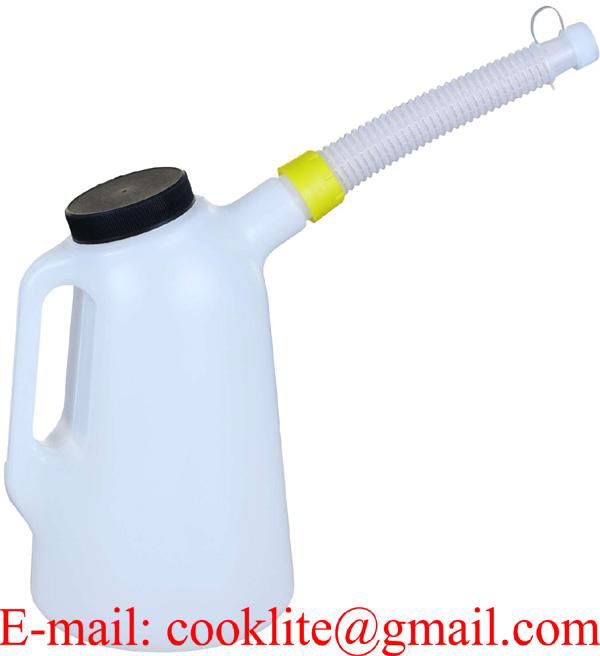 2 Litre Plastic Measuring Jug with Flexible Spout & Lid Oil Fuel Water Pourer machanic