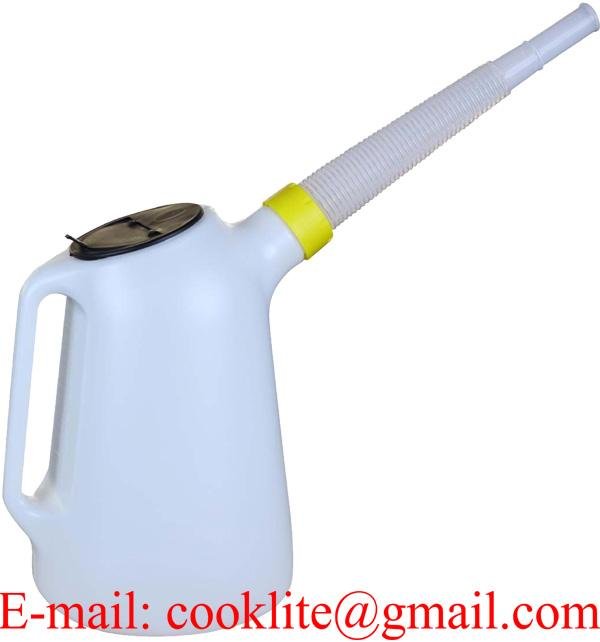 Plastic Oil Fuel & Water Jug And Pouring Spout Can 6L Measuring Can 