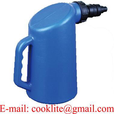 Ölkanne - Flüssigkeitsmaß - Trichterkanne - Meßkanne mit Rüssel Kunststoff 1 Lit 5
