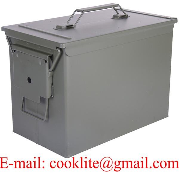 Cal scatola in metallo box cassetta trasporto 30x16x19cm SCATOLA MUNIZIONI USA 50 MM m2a1 