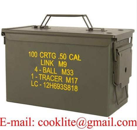 Cassa militare in metallo trasporto munizioni 50 Cal
