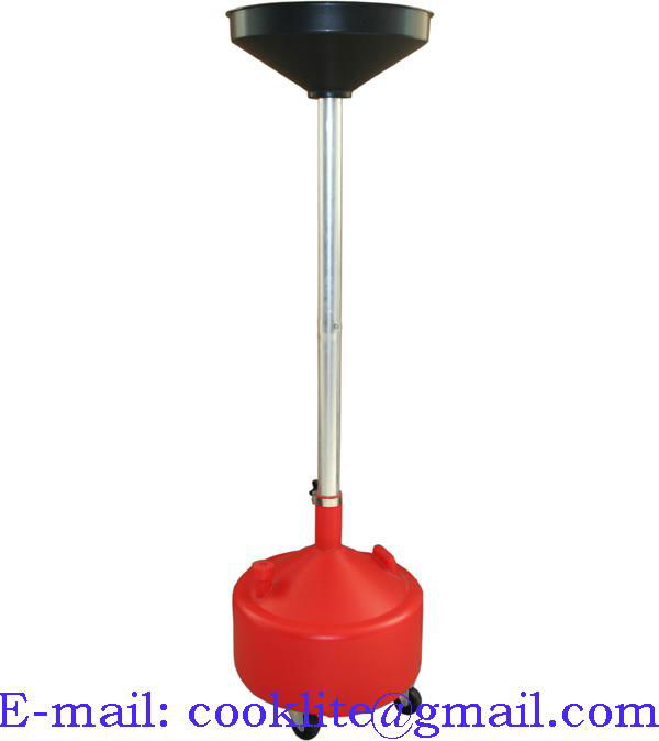 Portable Waste Oil Drain 8 Gal Change Tank Rolling Dolly Adjustable Lift Funnel
