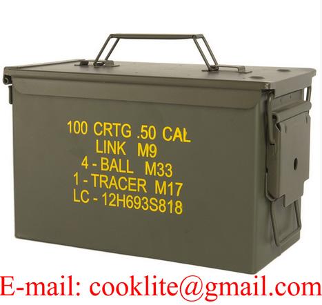 Metal Ammo Storage Box M2A1 50 Cal. Military Steel Can 