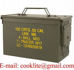 Metal Ammo Storage Box M2A1 50 Cal. Military Steel Can