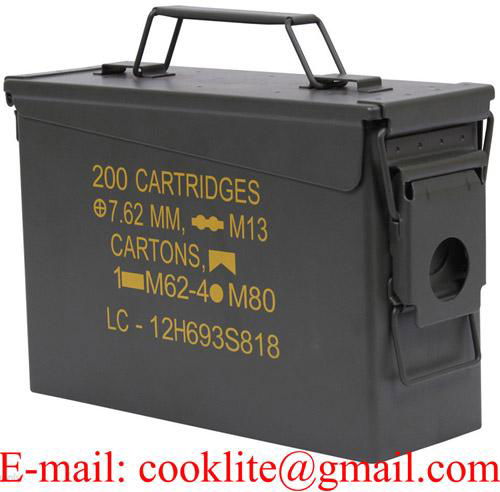 Metal Ammo Storage Box M2A1 50 Cal. Military Steel Can  2