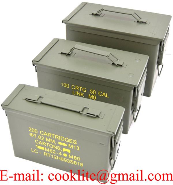 Metal Ammo Storage Box M2A1 50 Cal. Military Steel Can  4