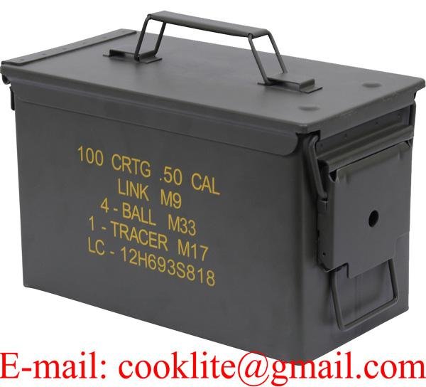 Metal Ammo Can M2A1 50 Cal Military Steel Ammunition Storage Box