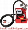 Portable 12V 24V DC Electric Fuel Transfer Pump Station Diesel Kerosene Oil Commercial Manual Nozzle