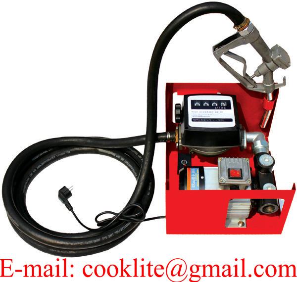 110V 230V Electric Fuel Diesel Gas Transfer Pump w/ Meter Manual Nozzle Oil Transfer