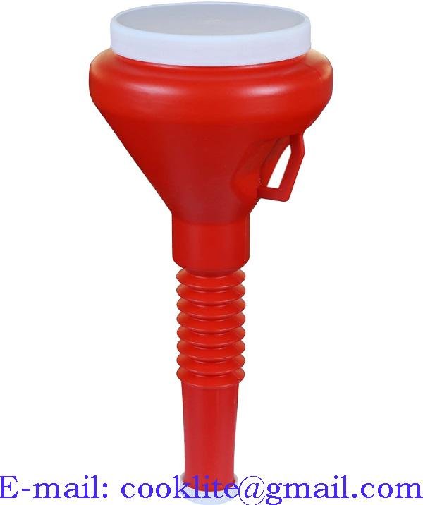 1.66 Quart Dark Red Plastic Double Cap Funnel