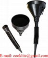 Plastic Motorcycle Funnel 2 in1 Can Spout For Oil Water Car Fuel Petrol Black