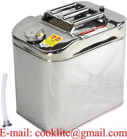 Polished Stainless Steel Jerry Can 25 Liter Fuel Container