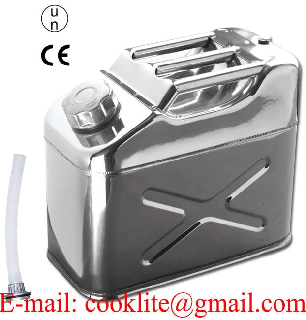 10L Stainless Steel Jerry Can Fuel/Drinking Water Storage Built-in Spout 4WD SUV