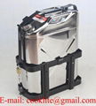 20L Stainless Steel Jerry Can+Holder for 4WD/Car/Motorcycle Fuel Built-in Spout