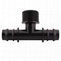 Plastic Bypass Thread Tee Barb Connector Fittings For Irrigaion Pipe 