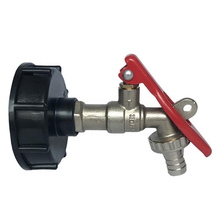S60X6 Lockable IBC Faucet Tote Tank Drain Adapter with 1/2" Outlet Tap Valve Fittings for Home Garden Water Connectors