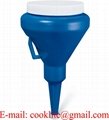 1 1/4 Pint Dark Blue Double Cap PE Plastic Funnel