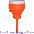 1 Pint Orange Double Capped PE Plastic Funnel