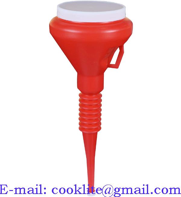 1 1/2 Pint Red Double Cap PE Plastic Oil Funnel