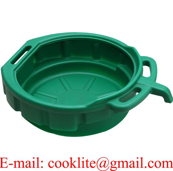 Oil Drain Pan 15 Litre PE Plastic Oil Recycler Drain Pan Fluid Water Drip Tray Green Color