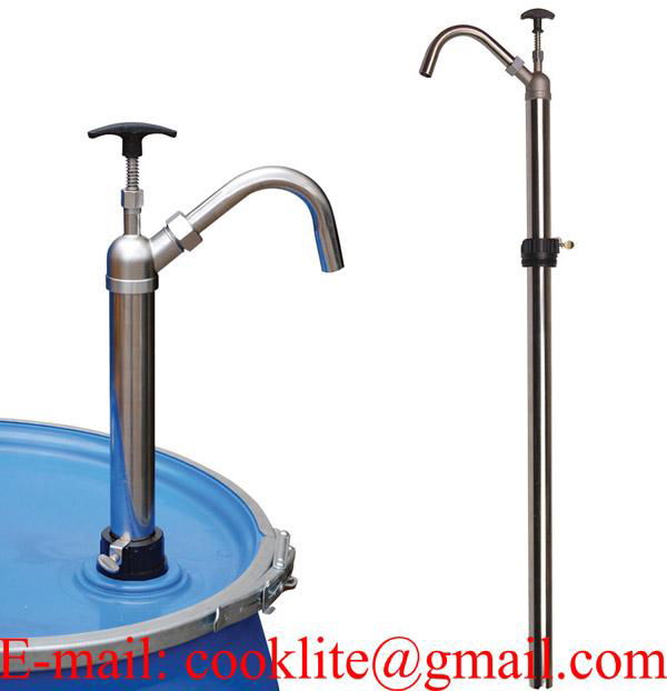 Hand Oil Pump 304 Stainless Steel Lift Action Chemicals Barrel Pump for 15-55 Gallon Drums with PTFE Seals