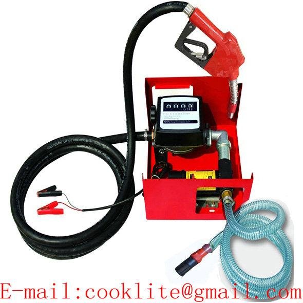 Big Flow Fuel Dispenser DC 12V 24V Wall-Mounted Electric Diesel Oil Transfer Pump Kit with Fuel Nozzle and Flow Meter