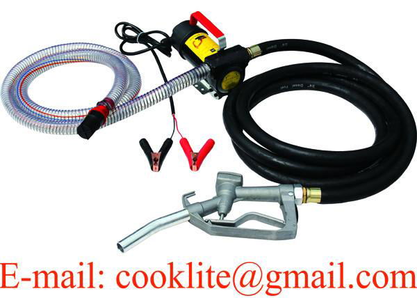 Diesel Kerosene Transfer Pump Kit 12V 24V DC Portable Fuel Dispenser Self Priming Oil Bio 45L/Min with Fuel Nozzle and Suction/Delivery Hoses