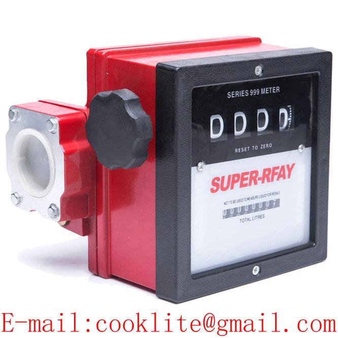 Fuel Dispenser Parts Aluminum 4-Digit Mechanical Diesel Flow Meter 1 or 1.5 Inch Analog Fuel Meters