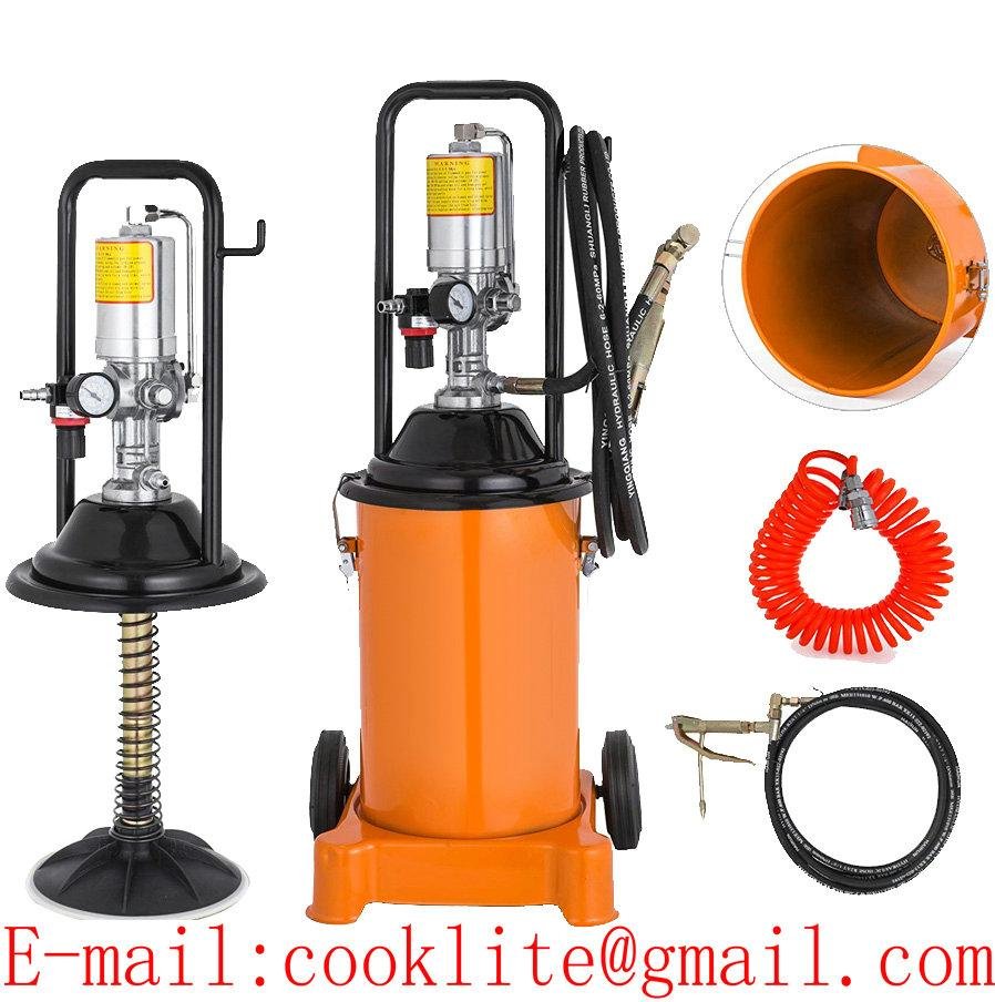 High Volume Oil Grease Manual Bucket Pump Pneumatic Operated Greaser - 12L